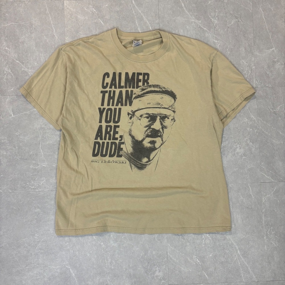 The Big Lebowski Walter Sobchak Calmer Than You Are Dude Graphic T-Shirt Tan L